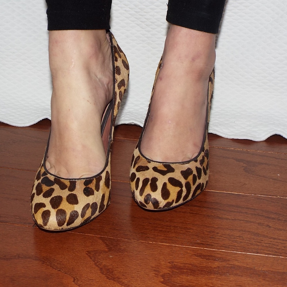 Calf Haired Leopard Print Pumps